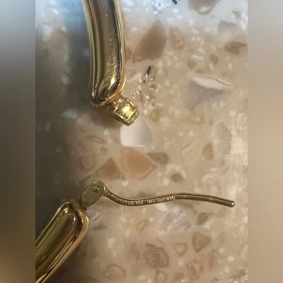 MILOR Italy 14K Yellow Gold Resin Filled Large 2 1/2 Inch Hoop Earrings NWT - Picture 4 of 5